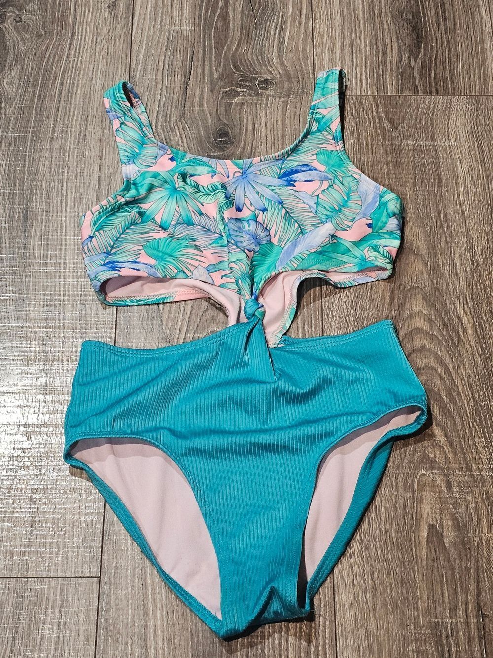 art class One Piece Swimsuit Size 10/12 Teal Tropical Print Swimsuit